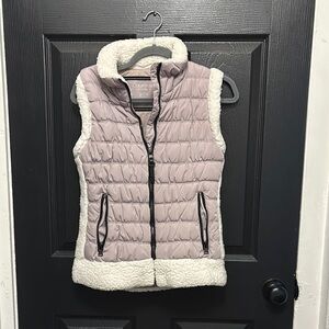 Calvin Klein Gray Quilted Vest with Fleece Trim